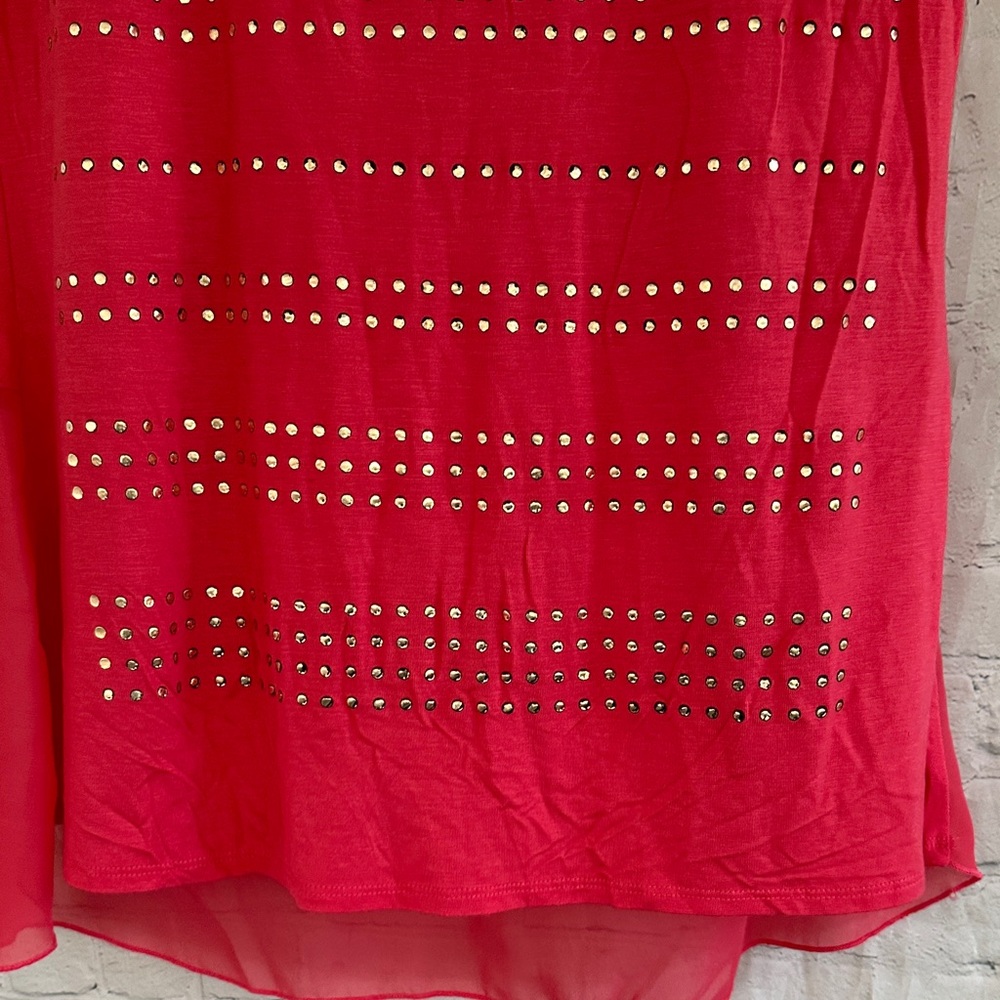 B.L.E.U Faux Studded Women's Salmon Color Top - Picture 4 of 10